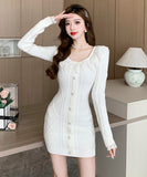 4色 ミニドレス ニットドレス 秋冬定番 セクシー セレブ風 レース 小顔効果 XH2-ZED886072GT513