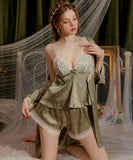 【3点セット】2色 パジャマ セクシー ルームウェア パッド付き 勝負下着 パジャマ 高級感 XH8-GR3551