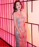 ロングドレス 宴会 キラキラ ナイトドレス ワンショルダー 人魚姫 誕生日 演奏会 XH2-MBYD-ltao722141041931