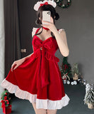 【3点セット】クリスマ サンタコス Aライン 着瘦せ 大人可愛い セクシー サンタ服 コスプレリボン XH2-JXL-S11