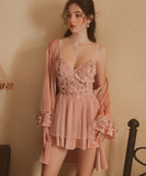 【2点セット】セクシーランジェリー M-XLサイズ セクシー下着 ベビードール キャミソール ルームウェア レース 透け感 魅惑 XH8-GR-C5240