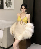 ミニドレス セクシー ホルターネック 谷間見せキャバドレスパーティー 気質 おしゃれ XH2-MXX2030