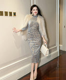 【手作り】ロングドレス 高品質 レオパード柄 セクシー お洒落 チュール XH2-JY30579