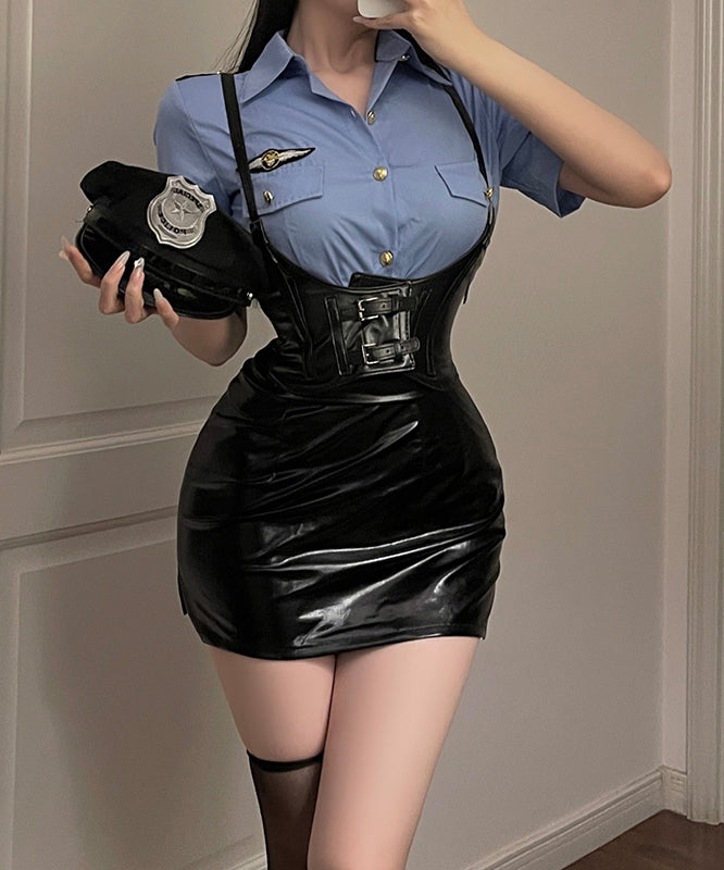 【5点セット】ハロウィン コスプレ ポリス 制服 セクシー 谷間魅せ XH2-XY507