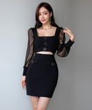 キャバドレス セクシー ミニドレス スクエアネック エレガント 気質 XH2-ZED887912A71