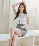 ミニドレス キャバドレス チェック柄 韓国っぽ レース 大人可愛い XH2-ZED889683BH538