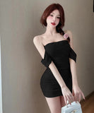 【3色】ミニドレス レース キャバドレス オフショルダー カワセクシー タイトドレス XH2-DD5974