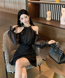 ミニドレス キャバドレス 気質 キラキラ エレガント おしゃれ Aライン 着痩せ XH2-DD7503