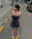 ビキニ水着ワンピースベアトップセクシースタイルアップ水着 レディース スカート付きワンピース 引き締め効果 着痩せ水着 XH7-DP-A33933