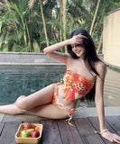 ビキニ 三角ビキニ 水着 花柄 体型カバー 大人可愛い ワンピース モノキニ ビーチ 海 旅行 SNS話題 XH7-DP-A33990