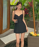 【2色】水着 ビキニワンピース Aライン 体型カバー 露出控え 着痩せ 気質 フラワー カワセクシー XH7-DP-A33936