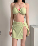 【3点セット】blue&green&pink ビキニセクシー水着モノキニビーチインスタ 話題　XH7-XCCL24-2