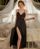 【green&black】パジャマ パット付き セクシー ルームウェア ロングドレス レース XH8-GR-J3332