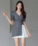 秋新作ミニドレスAラインVネックセクシー韓国っぽ大人可愛いXH2-ZED880984E49