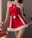 【3点セット】クリスマ 大人可愛い セクシー サンタ服 コスプレ レース リボン XH2-ZQ6109
