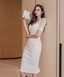 膝丈ドレス キャバドレス エレガント 谷間見せ カワセクシー パフスリーブ 気質 XH2-ZED885526A71