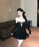 ミニドレス キャバドレス ベアトップ セクシー 谷間見せ パーティー 女子力 hotgirl XH2-ZED882467DXH437