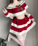 【4点セット】クリスマ 大人可愛い セクシー サンタ服 コスプレ Aライン ベアトップ リボン XH2-QYL7061