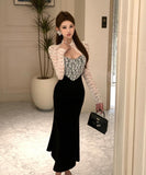 ロングドレス キャバドレス レース 谷間見せ セクシー 指名 気質 おしゃれ XH2-ZED889147DXH343B