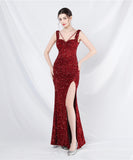 【7色】ロングドレス ナイトドレス スリート 華奢感 キラキラ 宴会 演奏会 誕生日 XH2-YEY31801#