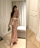 ロングドレス エレガント 花柄 セクシー Vネック 小顔効果 気質 同伴 着痩せ XH2-ZED881227DXH348