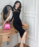 【手作り】膝丈ドレス 高品質 キラキラ 小顔効果 大人可愛い XH2-JY9604