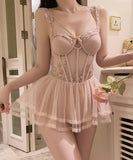 【4色】セクシーランジェリー セクシー下着 ベビードール キャミソール ルームウェア レース 透け感 魅惑 XH8-GR-G4970