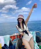 ビキニ 温泉 セクシー 谷間魅せ リボン 水着 モノキニ XH7-BY-WX004