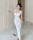 ロングドレス キャミワンピ フラワー レース セクシー エレガント お姫様 高級感 おしゃれ XH2-ZED885660DXH238B