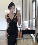 ロングドレス セクシー レース 谷間見せ party 気質 エレガント XH2-DD6332