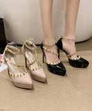 【2色】パンプス　痛くない　ハイヒール　ピンヒール　通勤用　エナメル　パンプス リベット　ハイヒール ポインテッドトゥ ヒール10cm エナメル　パンプス　ピンヒール 美脚パンプス 定番 フォーマル 結婚式 オフィス 大きいサイズ25.5cm XH5-DLHS6266-1