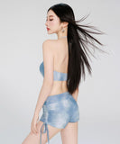 【3点セット】水着 デニム セクシー 着瘦せ かわいい ホルターネック ビキニ モノキニ タンキニ XH7-KSD052