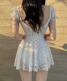 【2点セット】水着ビキニワンピースAライン体型カバー露出控え着痩せ気質フラワーカワセクシー XH7-DP-A21807