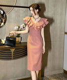 ひざ丈ドレス 新作 誕生日 party 高品質 手作り 高級感 エレガント YH2-JY30867