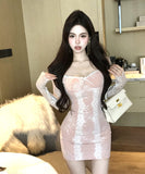 ミニドレス タイトドレス レース エレガント カワセクシー 着痩せ 同伴 パーティー XH2-ZED881250DXH437