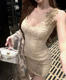 ミニドレス タイトドレス セレブ風 高級感 気質 キラキラ 通勤 エレガント XH2-MXX6057