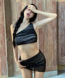 3点式セット ビキニ 水着 ワンーショルダー セクシー ガーリー キラキラ ビーチ 海 温泉 XH7-KSD082