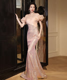 手作り ロングドレス キラキラ ベアトップ 華奢感 セクシー エレガント 宴会 演奏会 誕生日 party XH2-MBYD-ltao802846460782