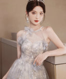 バースデーロングドレス 宴会 パーティー 演奏会 ホルターネック キラキラ XH2-TSZY12-6