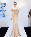 【6色】手作り バースデーロングドレス 宴会 パーティー 演奏会 オフショルダーフ キラキラ XH2-YEY16268#