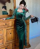 手作り 膝丈ドレス レース 高級感 スリート エレガント 気質 セレブ風 宴会 XH-JY20993