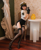 【4点セット】帽子付き体型カバープチプラセクシーミニポリス(トップス/スカート/帽子/手袋)XH2-RM3505