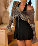 【2点セット】ビキニ モノキニ ワンピース ホルターネック セクシー 海辺 おしゃれ感 水着 着痩せ hot girl ビーチ　XH2-XYX-Q376