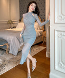 タイトドレス 手作り セクシー ロングドレス Chic おしゃれ 女性魅力 XH2-JY30637