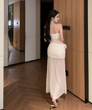 ロングドレス ベアトップ カワセクシー チュール 透明感 フラワー キャバクラ パーティー XH2-CD3-245-89770520