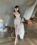 ミニドレス キャバドレス セクシー キラキラ ナイトクラブ 指名 谷間見せ XH2-ZED882436DXH437