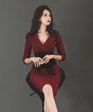 キャバドレス Vネック セクシー 通勤 エレガント 膝丈ドレス XH2-ZED889113N14
