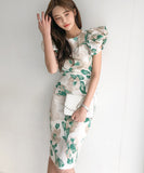 膝丈ドレス セクシー キャバドレス パフスリーブ エレガント XH2-ZED883213E501