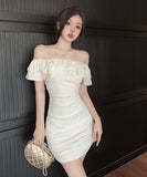 【3色】ミニドレス セクシー ベアトップ フリル カワセクシー おしゃれ XH2-DD6106