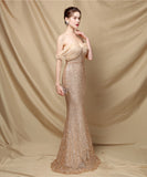 【3色】ロングドレス キラキラ パーティードレス オフショルダー お姫様 誕生日 演奏会 宴会 XH2-YEY18729#